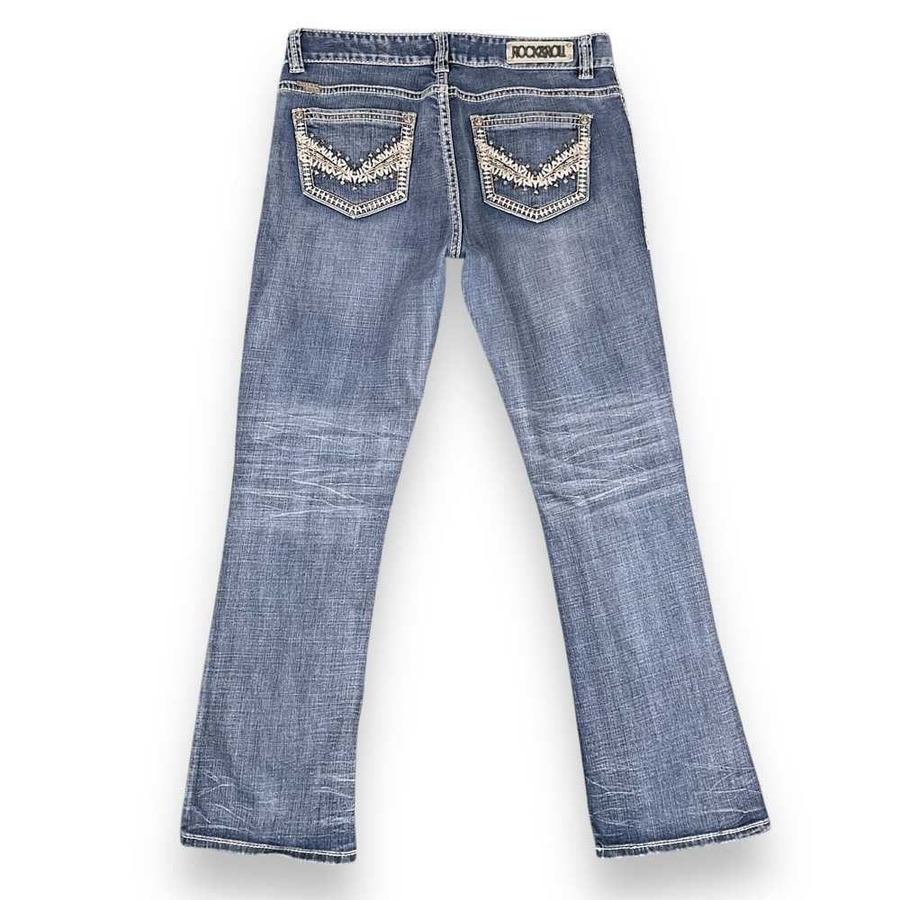 Rock & Roll Jeans‎ Womens 30x32 (ACTUAL 35x30) Blue Cowgirl Boyfriend W2-9511